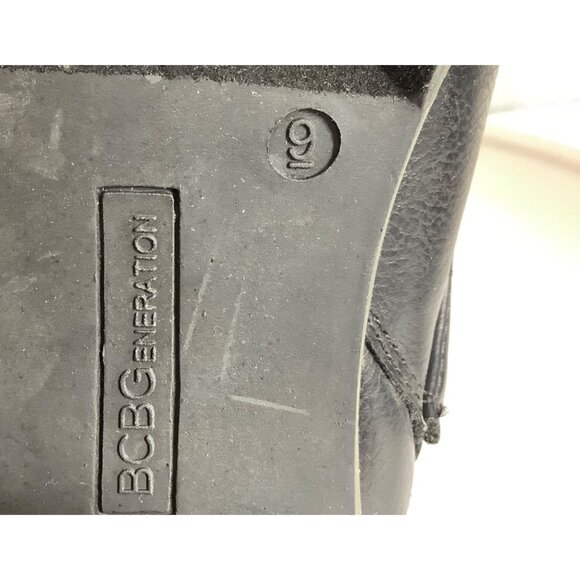 BCBGeneration Black Lace-Up High Heel Ankle Booties Side Zip Rugged Sole Women 9 - Picture 5 of 8